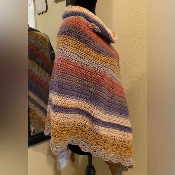 Crocheted Asymmetrical Poncho - Picture 6 of 7